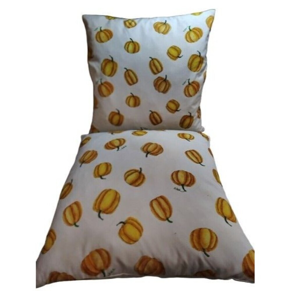 Rae Dunn Autumn Pumpkin Accent Pillows Feather Down Insert Removable Covers